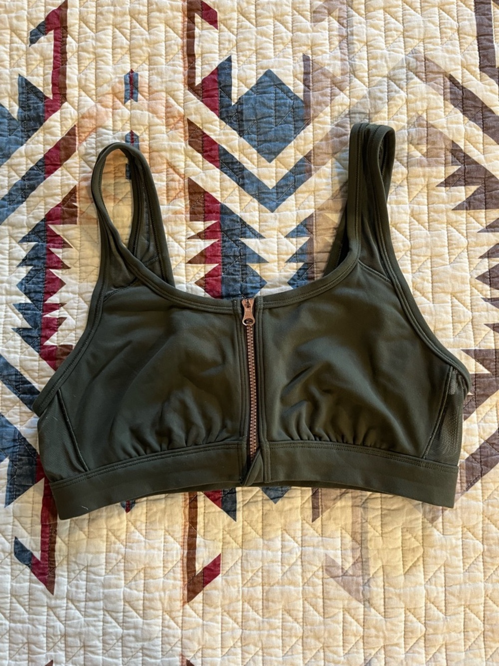 Aerie Zip-Up Green Sports Bra